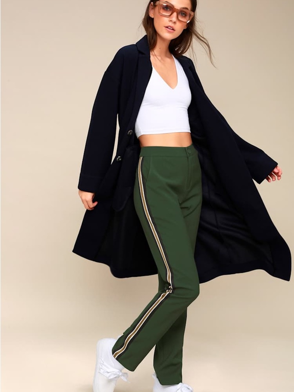 NWT Lulus Green Side Stripe Track Pants Small